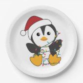 Penguin Christmas Snow Winter Animals Penguins Adu Pappteller (Vorderseite)