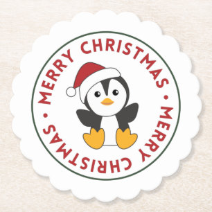 Penguin Christmas Snow Winter Animals Penguins Pap Untersetzer