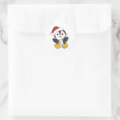 Penguin Christmas Snow Winter Animals Penguins Runder Aufkleber (Tasche)