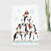 Penguin Christmas Tree Fun Holiday Cartoon Einladung (Vorderseite)
