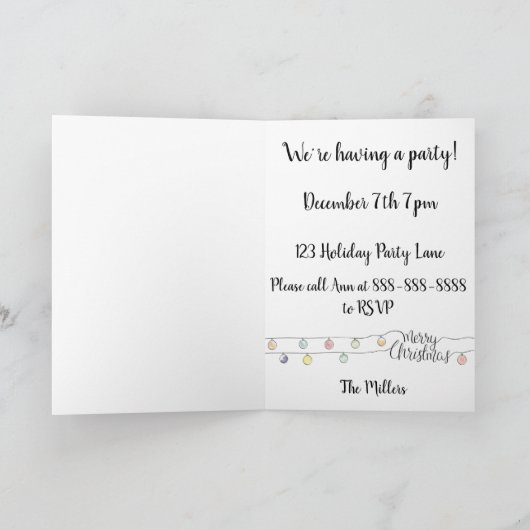 Penguin Christmas Tree Fun Holiday Cartoon Einladung (Innenseite)