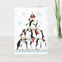 Penguin Christmas Tree Fun Holiday Cartoon