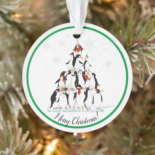 Penguin Christmas Tree Fun Holiday Cartoon Ornament (Baum)