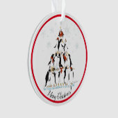 Penguin Christmas Tree Fun Holiday Cartoon Ornament (Vorderseite)
