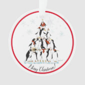 Penguin Christmas Tree Fun Holiday Cartoon Ornament (Vorderseite)