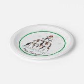 Penguin Christmas Tree Fun Holiday Cartoon Pappteller (Schrägansicht)