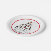 Penguin Christmas Tree Fun Holiday Cartoon Pappteller (Schrägansicht)