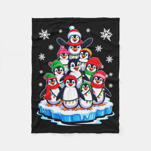Penguin Christmas Tree Penguin Lover Xmas For Men Fleecedecke (Vorderseite)