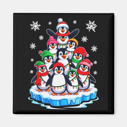 Penguin Christmas Tree Penguin Lover Xmas For Men  Magnet (Vorne)