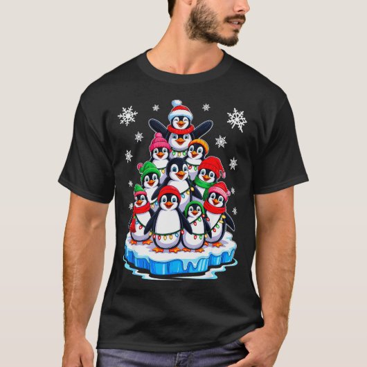 Penguin Christmas Tree Penguin Lover Xmas For Men  T-Shirt (Vorderseite)
