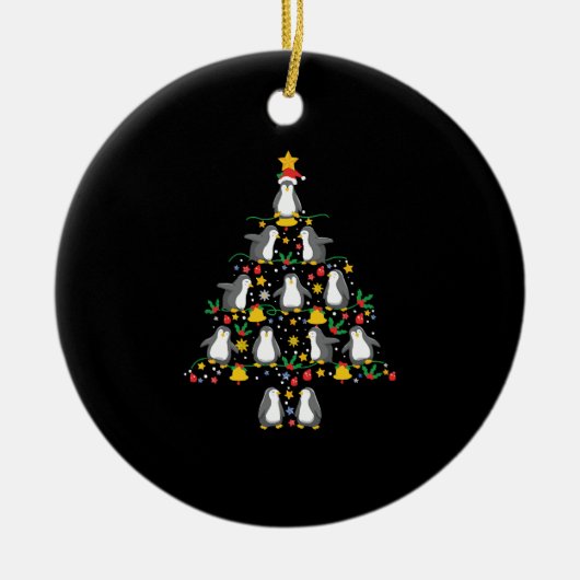 Penguin Christmas Tree Penguin Weihnachtsbeleuchtu Keramik Ornament (Vorne)