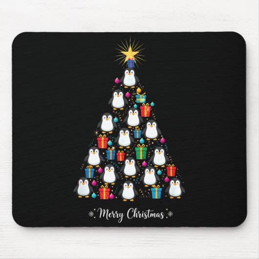 Penguin Christmas Tree Xmas Day Holiday Men & Mousepad (Vorne)