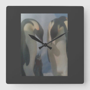 Penguin Clock Quadratische Wanduhr