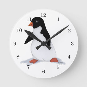 Penguin Clock Runde Wanduhr