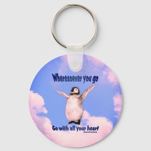 Penguin Confucius Inspirational Quote  Schlüsselanhänger (Vorderseite)