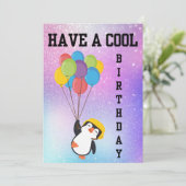 PENGUIN COOL HAPPY BIRTHDAY CARD EINLADUNG (Stehend Vorderseite)