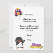 PENGUIN COOL HAPPY BIRTHDAY CARD EINLADUNG (Rückseite)