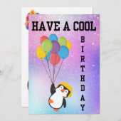 PENGUIN COOL HAPPY BIRTHDAY CARD EINLADUNG (Vorne/Hinten)