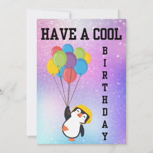 PENGUIN COOL HAPPY GEBURTSTAGSKARTE EINLADUNG