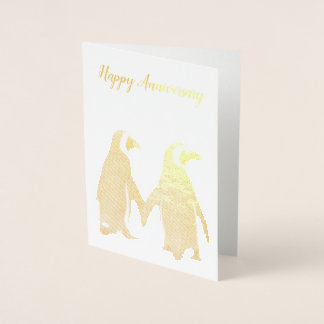 Penguin Couple Anniversary Card Folienkarte