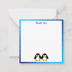 Penguin Couple Danke Note Card Mitteilungskarte