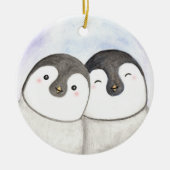 Penguin Couple First Christmas Together Custom Keramik Ornament (Vorne)
