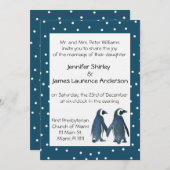 Penguin Couple Hochzeit Einladung (Vorne/Hinten)