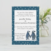 Penguin Couple Hochzeit Einladung (Stehend Vorderseite)