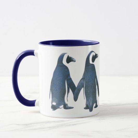 PENGUIN COUPLE HOLDING HÄNDS TASSE (Links)