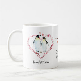 Penguin Couple Liebe Herzkranz Kaffeetasse