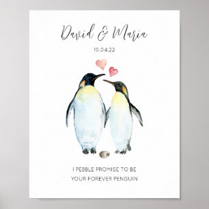 Penguin Couple Love Birds Jubiläum Poster