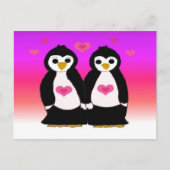 Penguin Couple mit Herz Postkarte (Vorderseite)