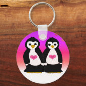 Penguin Couple mit Herz Schlüsselanhänger (Vorderseite)