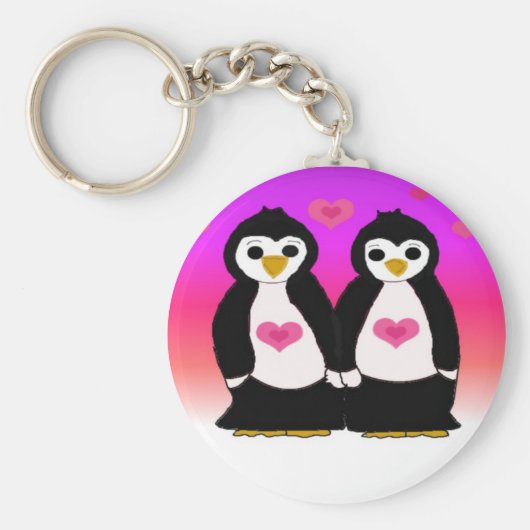 Penguin Couple mit Herz Schlüsselanhänger (Vorne)