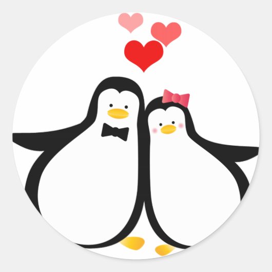 Penguin Couple Runder Aufkleber (Vorderseite)