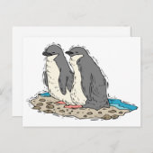 Penguin Couple Sandy Beach Postkarte (Vorne/Hinten)