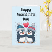 Penguin Couple Valentine Karte (Gelbe Blume)
