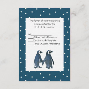 Penguin Couple Wedding RSVP Card Karte