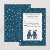 Penguin Couple Wedding RSVP Card Karte (Vorne/Hinten)