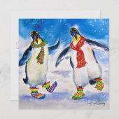 Penguin Couple Weihnachtskarte Feiertagskarte (Vorne/Hinten)