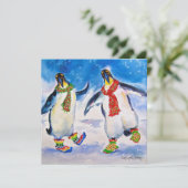 Penguin Couple Weihnachtskarte Feiertagskarte (Stehend Vorderseite)