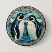 Penguin Couple Winter Snow Blue Ocean Ice Glacier Button (Vorderseite)