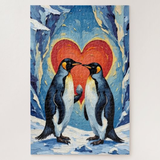 Penguin Courtship with Valentine Ice Heart Puzzle (Vertikal)