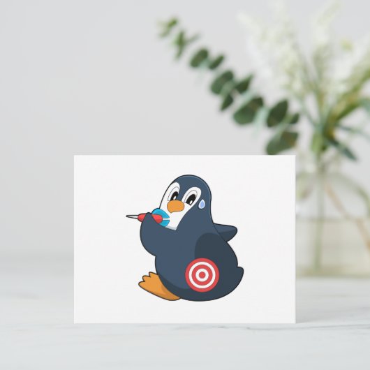 Penguin Darts Dart Dartboard Postkarte (Stehend Vorderseite)