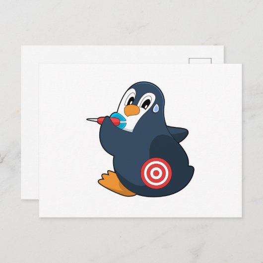 Penguin Darts Dart Dartboard Postkarte (Vorne/Hinten)