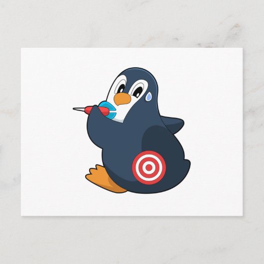 Penguin Darts Dart Dartboard Postkarte (Vorderseite)