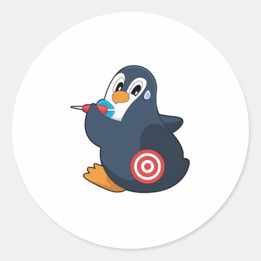 Penguin Darts Dart Dartboard Runder Aufkleber (Vorderseite)