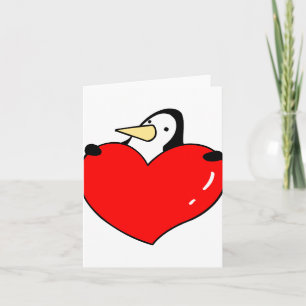 Penguin, der niedlichen Entwurf des roten Herzens Feiertagskarte