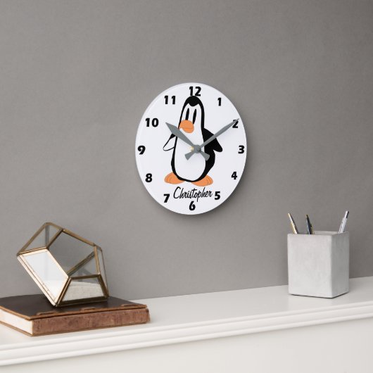 Penguin Design Personalised Runde Wanduhr (Büro)