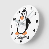 Penguin Design Personalised Runde Wanduhr (Winkel)